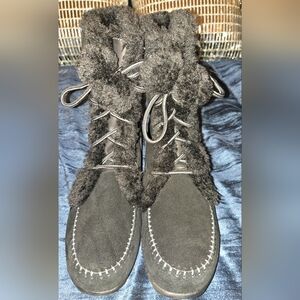 Sporto Black Faux Fur Winter Boots
